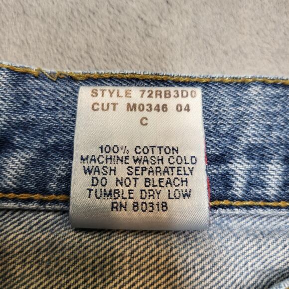 Lucky Brand Dungarees Jeans Mens 36x30 Light Wash Made in USA Distressed Ripped - Picture 4 of 10